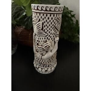 Tiki Rob Rum Haven Tiki Mug Mermaid Siren Cream Glazed Raised Relief Ocean 6 3/4